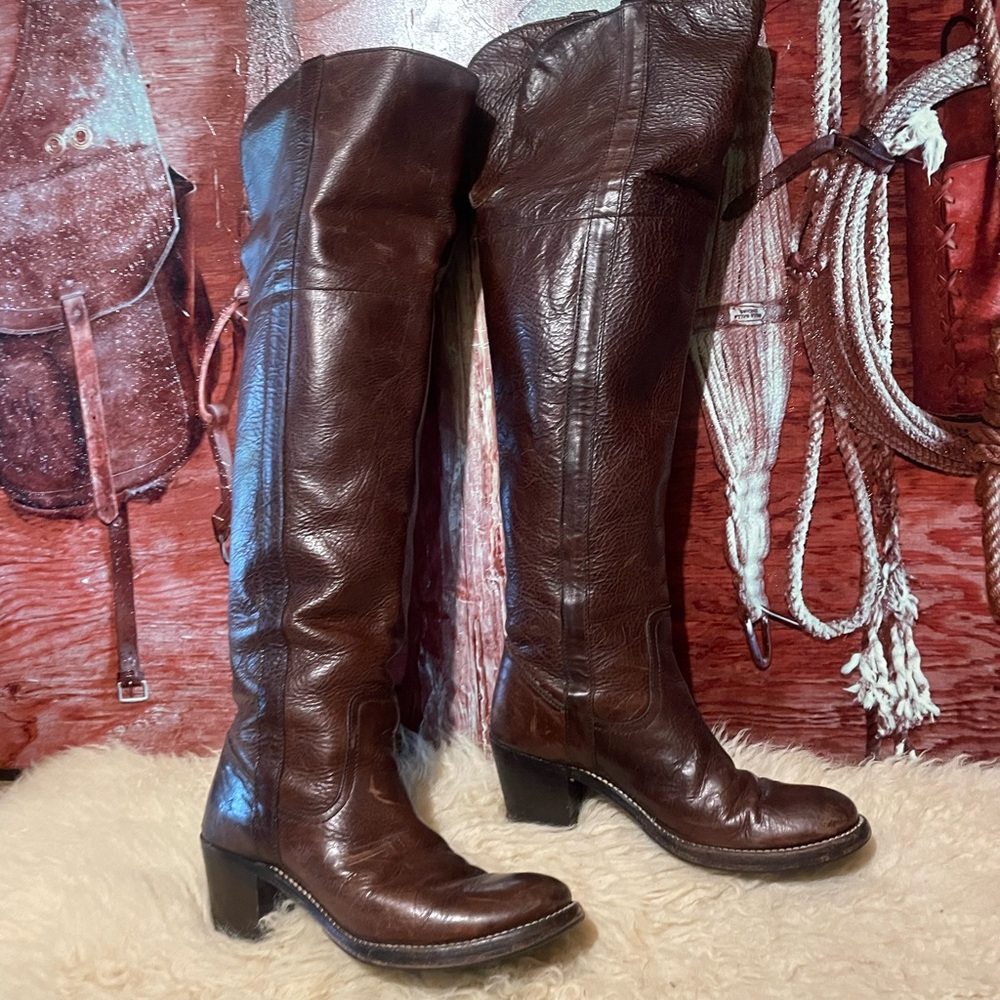 Frye Jane cuff OTK leather boots